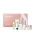 Riman ICD Radiance Experience Kit featuring a pink gift box and five cosmetic travel-size items including serum, toner, cream, and a jar, arranged on a white background.